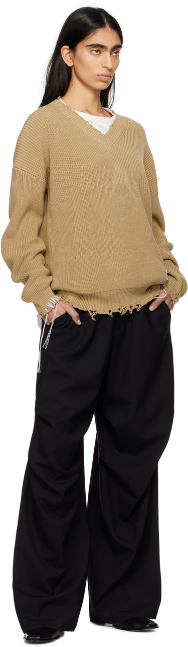 Пуловер Maison Margiela MM6 Maison Margiela Eaten Knit V-Neck Sweater Бежово | SH0HN0001 M13089, 3