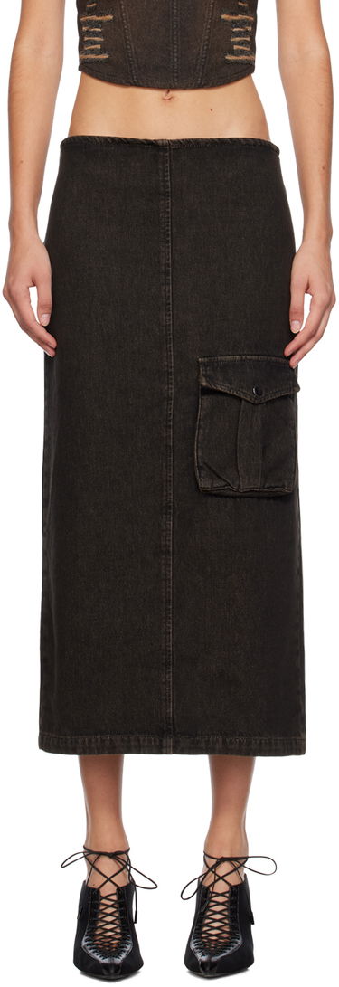 Пола Miaou Miaou Freya Denim Maxi Cargo Pocket Skirt Черно | 4047SD4BLK, 0