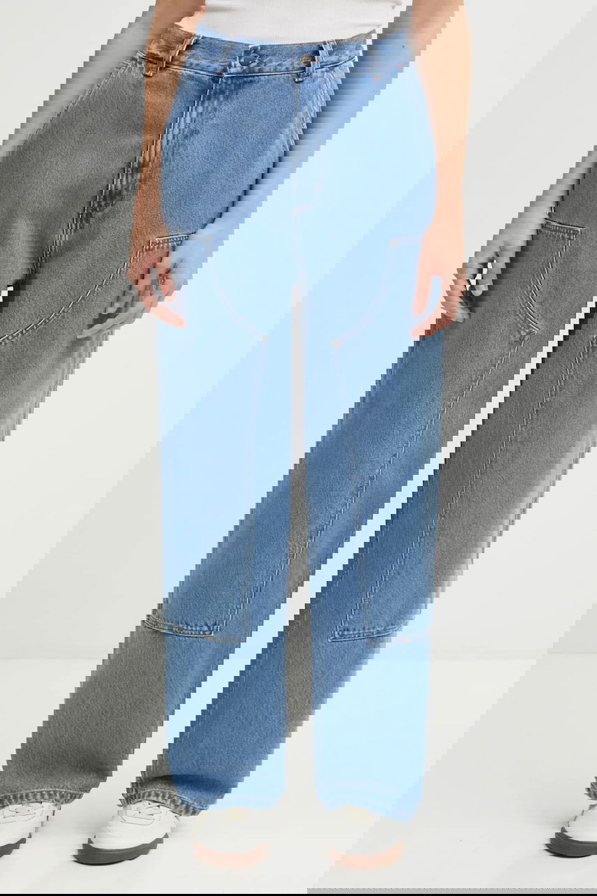 Дънки Carhartt WIP Brandon Double Knee Pant high waist Синьо | I034635.112, 0