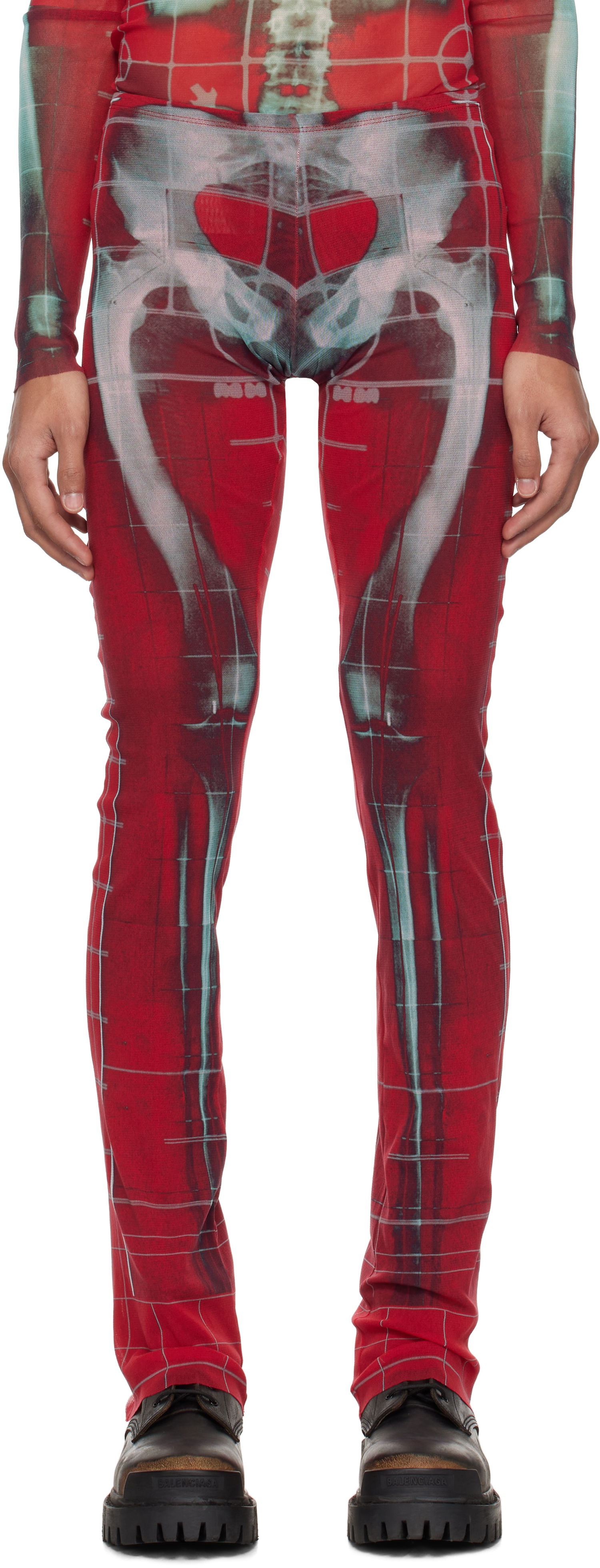 Комбинезон Jean Paul Gaultier Jean Paul Gaultier Printed Squeletor Trousers Червено | 25/33-F-PA183-T580-3058, 0