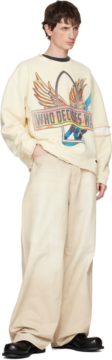 Суитчър Who Decides War Ribbon Tour Distressed Graphic Sweatshirt Бежово | 1110540019FW25, 3