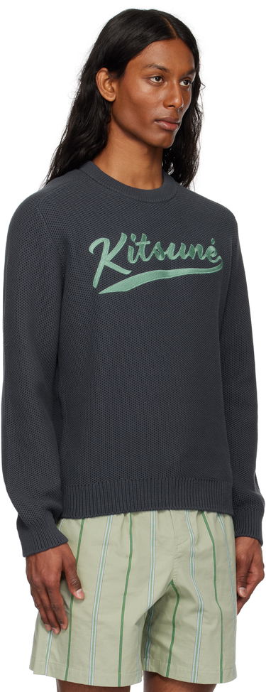 Пуловер MAISON KITSUNÉ Kitsuné Varsity Embroidered Mesh Sweater Сиво | OM00808KT1137, 1