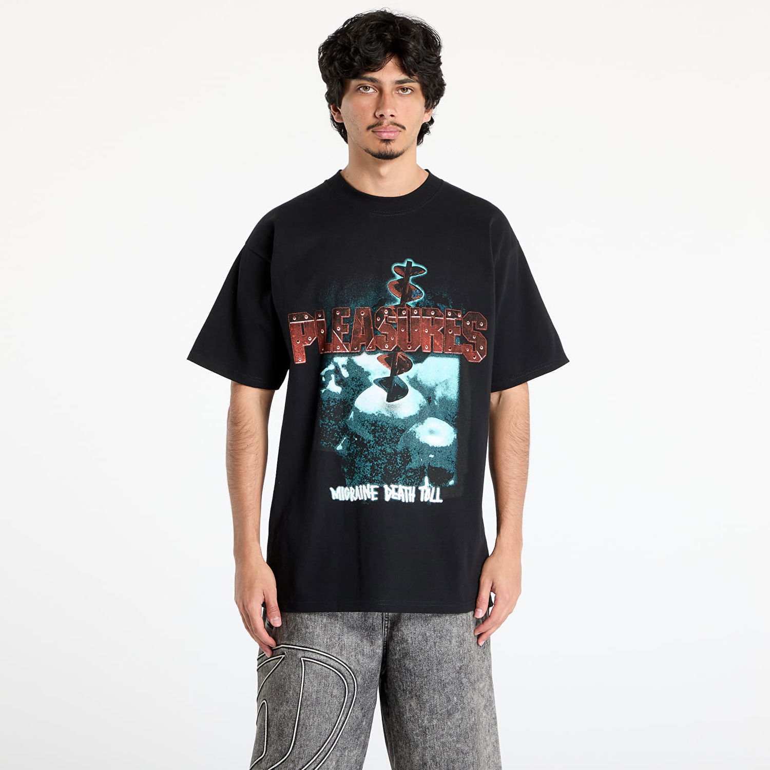 Тениска Pleasures PLEASURES Migraine Graphic Tee Черно | P25SU056 BLACK, 0