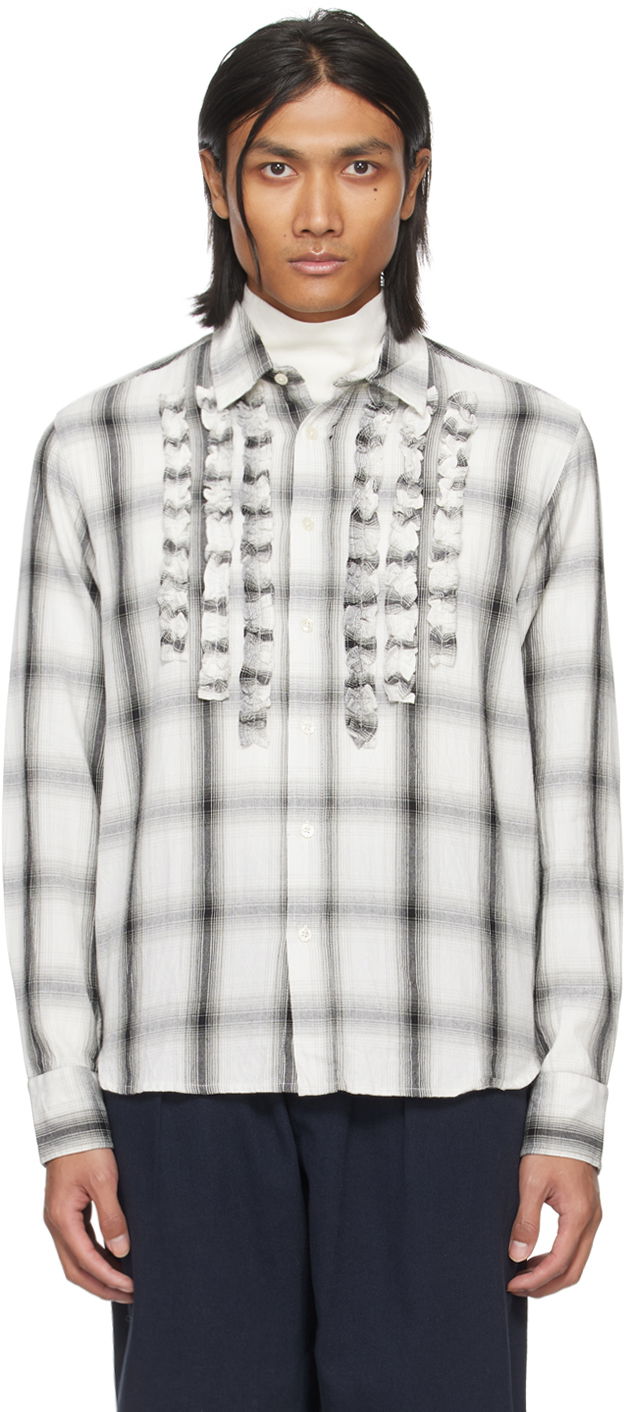Риза Universal Works Universal Works Frill Plaid Shirt Бяло | P2992, 0