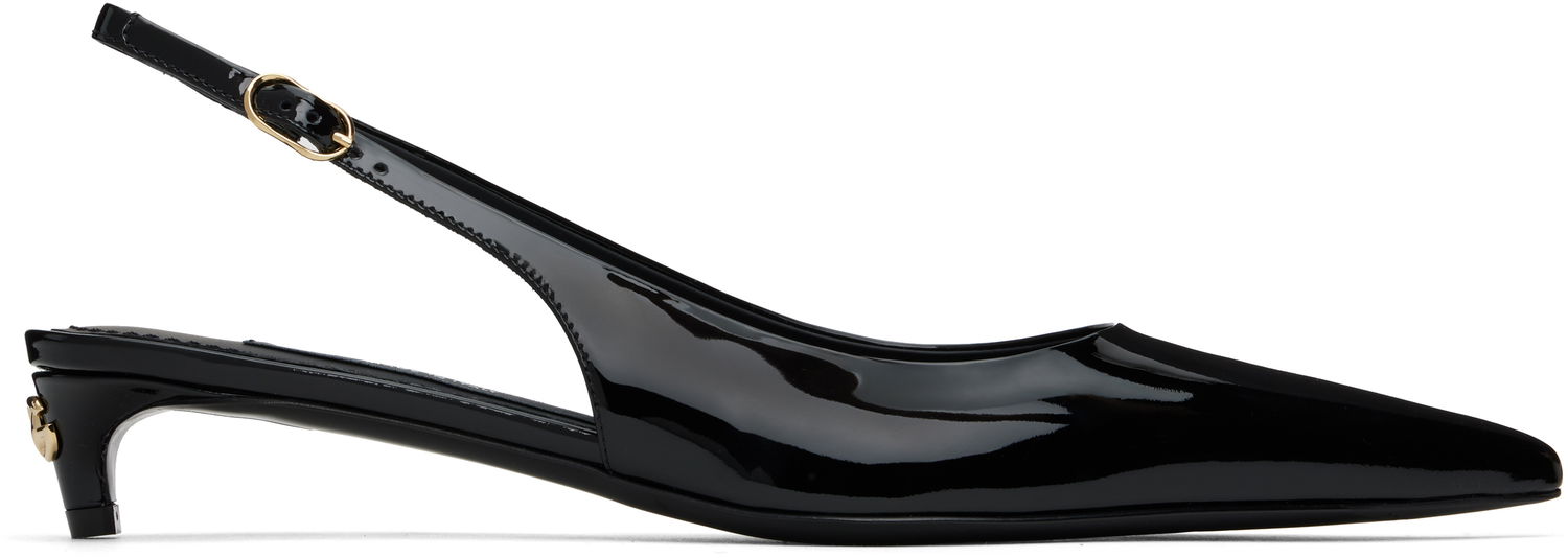 Кецове и обувки Dolce & Gabbana Dolce&Gabbana Patent Slingback Kitten Heels Черно | CG0701 A1471, 0
