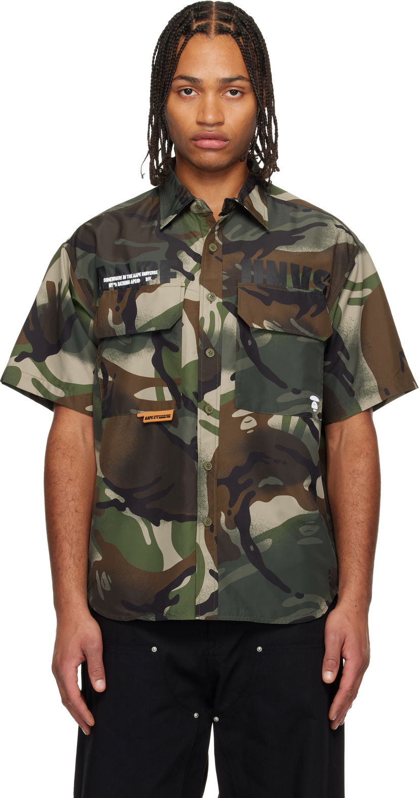 Риза AAPE by A Bathing Ape 'AAPEUNVS' Mooface Logo Cargo Shirt Многоцветен | AAPSRM8528XANGRZ