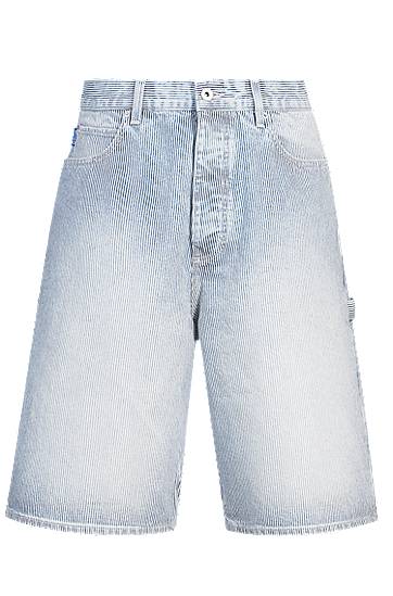 Къси панталони BOSS Striped Denim Wide-Leg Shorts Синьо | 50534609, 0