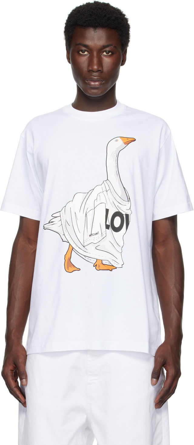 Moschino Goose Graphic Organic Cotton T-Shirt