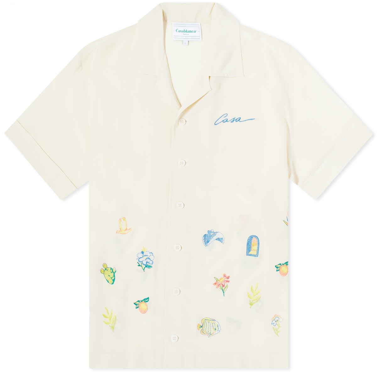 Риза Casablanca Embroidered Logo Short Sleeve Shirt "Off-White" Бежово | MS23-SH-082-02, 0