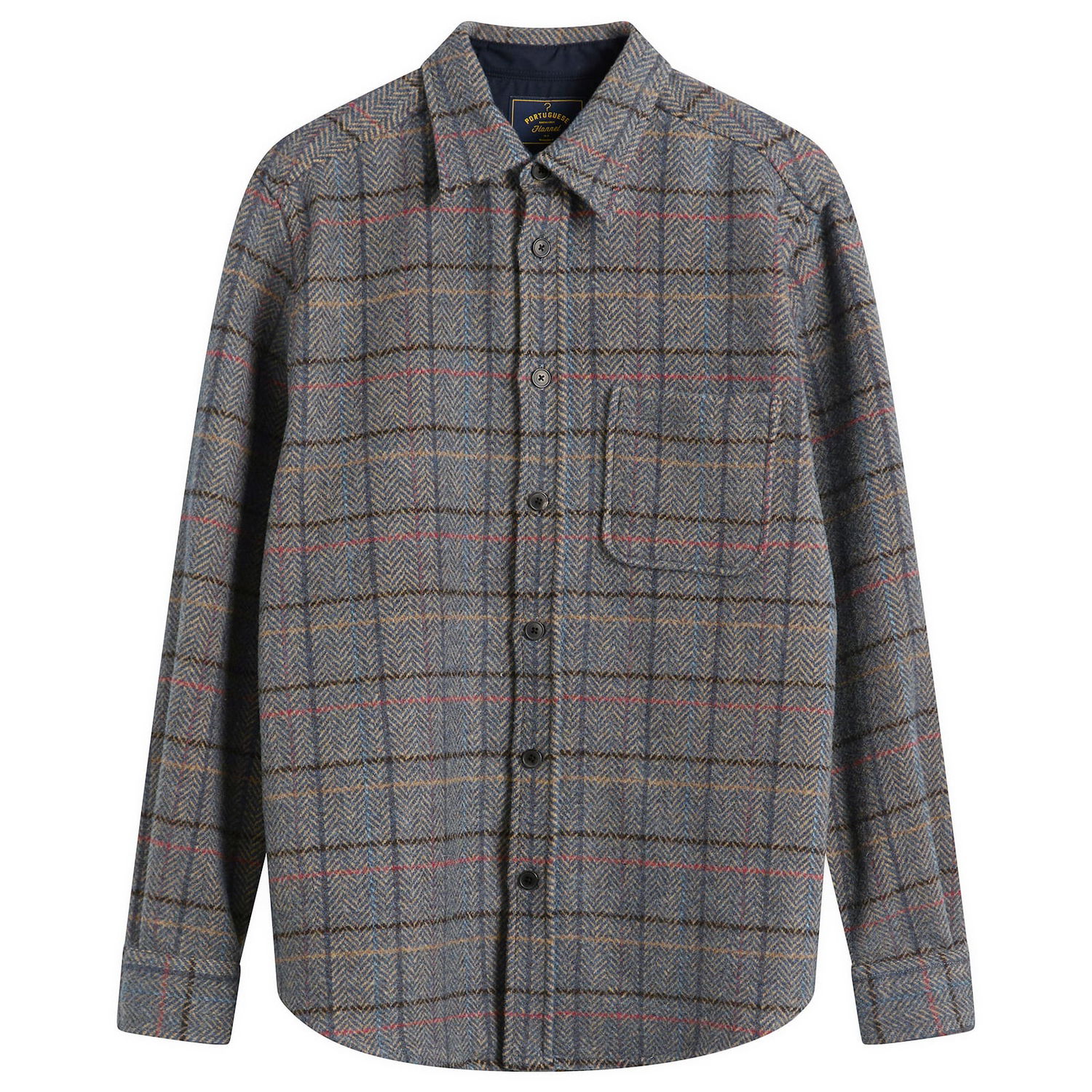 Риза Portuguese Flannel Flannel Herringbone Plaid Overshirt Многоцветен | AW25076-GRY, 0