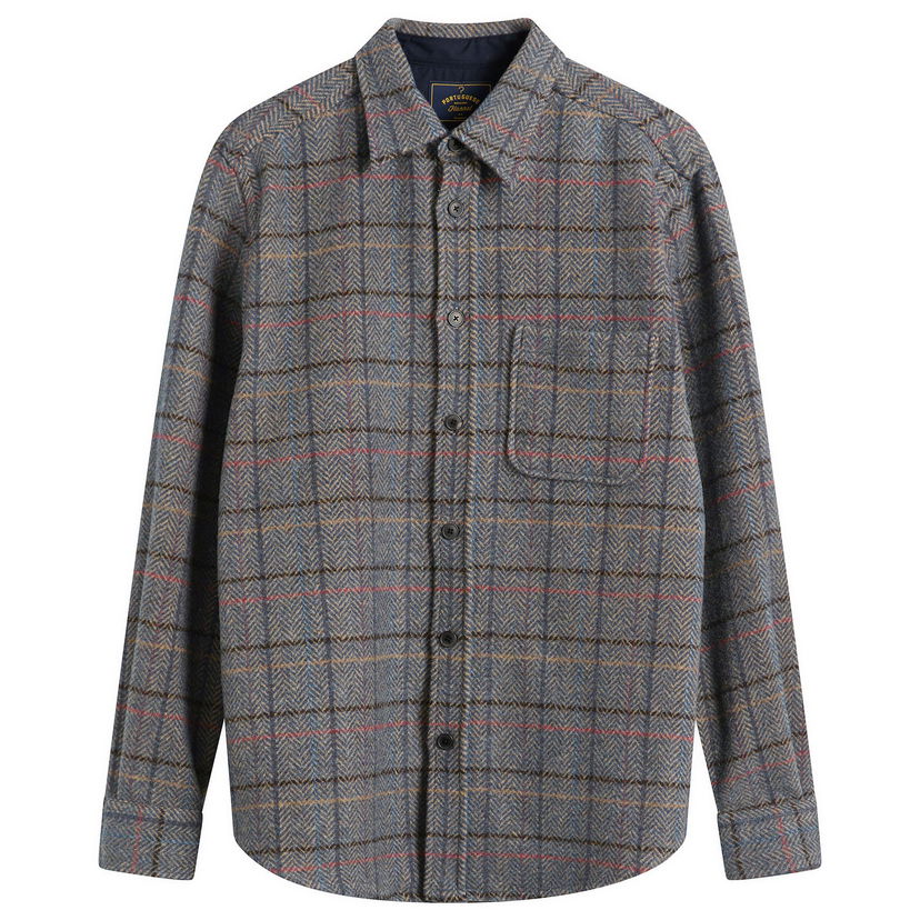 Риза Portuguese Flannel Flannel Herringbone Plaid Overshirt Многоцветен | AW25076-GRY