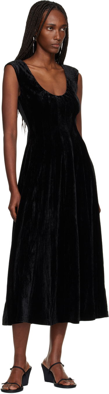 Pокля GUIZIO Leila Velvet Midi Dress Черно | H25404W191, 3