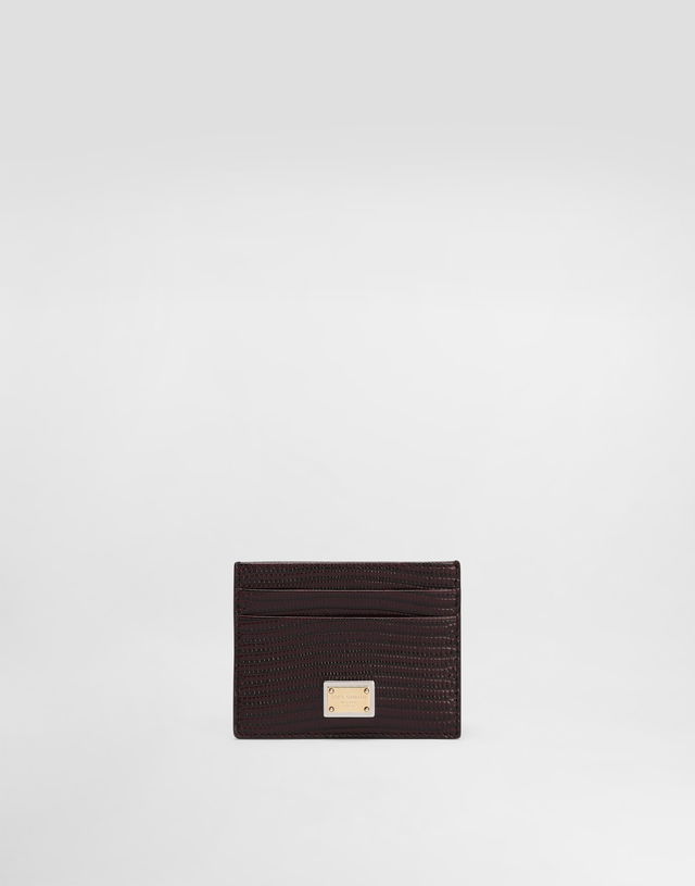 Dolce & Gabbana Iguana-Print Leather Card Holder