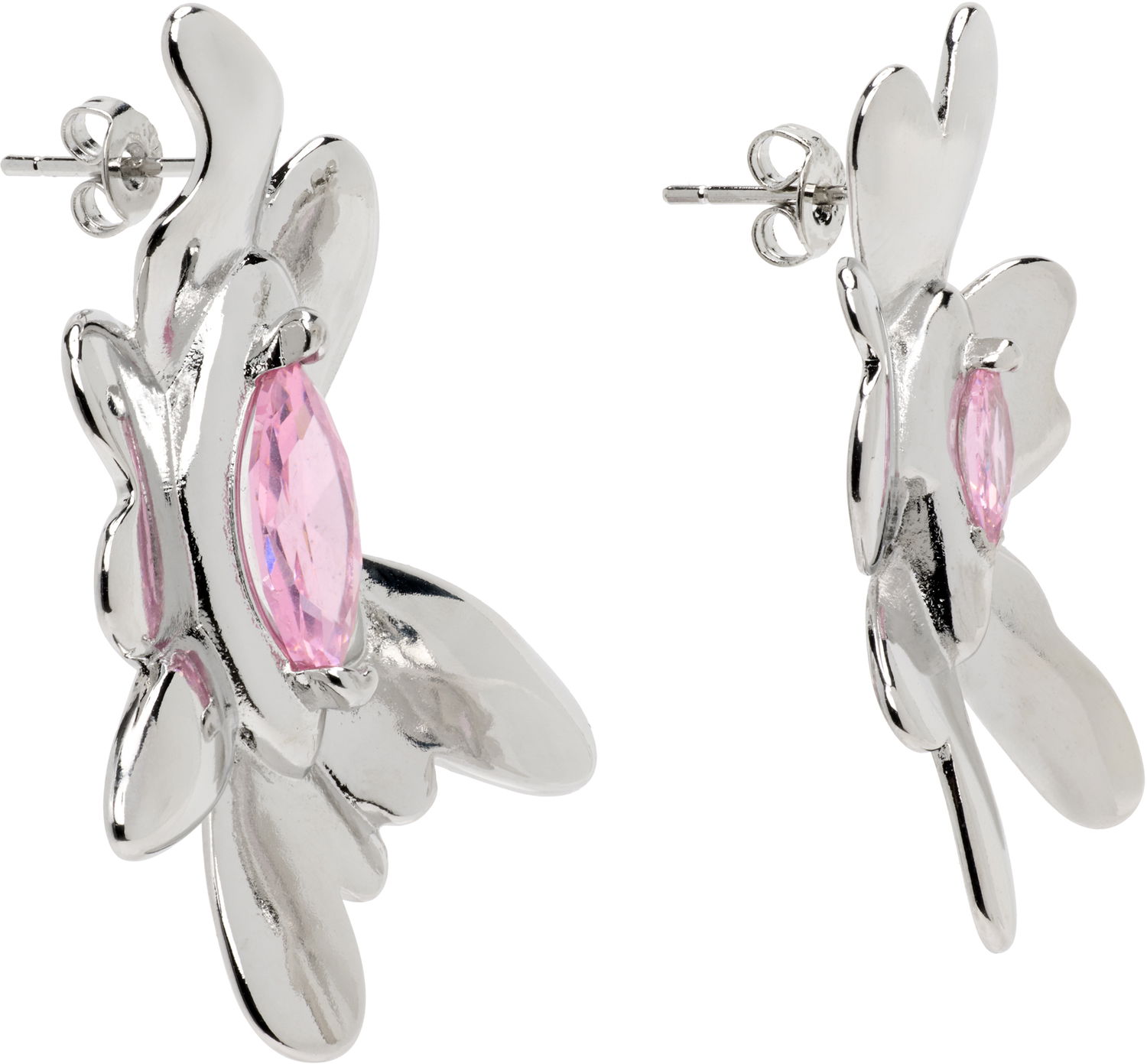 Обеци Collina Strada Collina Strada Silver Tone Pink Daisy Maxi Earrings Металик | XX1088, 1