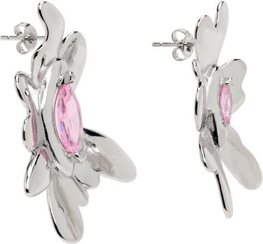 Обеци Collina Strada Collina Strada Silver Tone Pink Daisy Maxi Earrings Металик | XX1088, 1