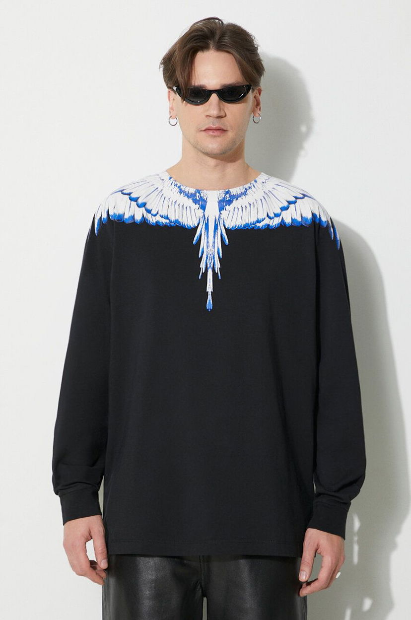 Тениска Marcelo Burlon Long Sleeve T-Shirt With Print Черно | CMAB007C99JER0011001