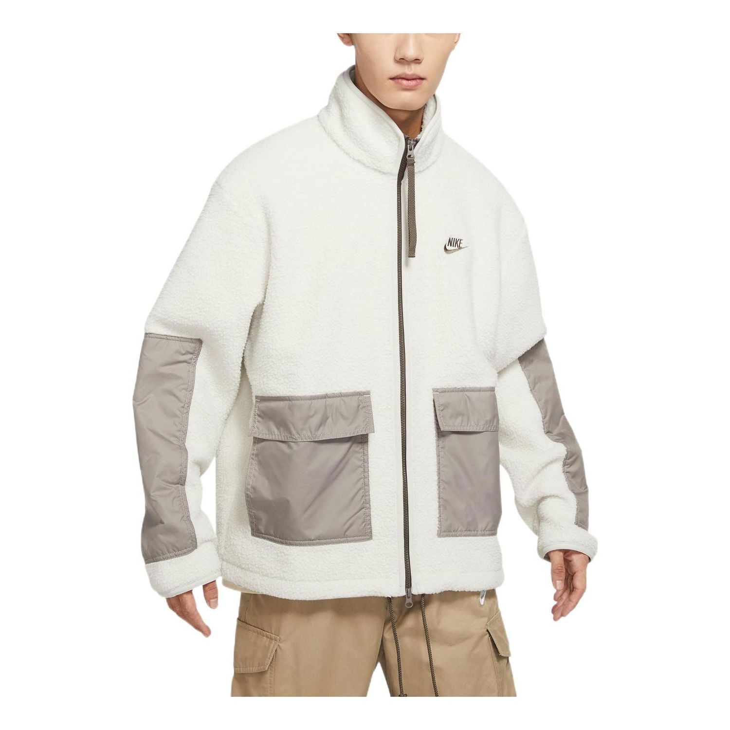 Пуловер Nike Stand Collar Colorblock Fleece Jacket Бяло | DD5022-072, 0
