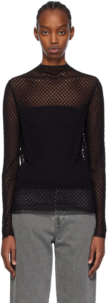 Тениска TOTEME TOTEME Sheer Mock Neck Top Черно | 241-WRT1020-FB0084, 0