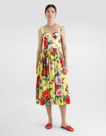 Pокля Dolce & Gabbana Dolce & Gabbana Rose Print Cotton Midi Sundress Жълто | F6ZT1THS5TFHG5JD, 1