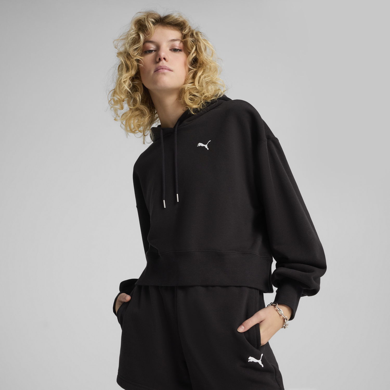 Суитчър Puma WARDROBE ESS Relaxed Cropped Hoodie Черно | 629746_01, 0