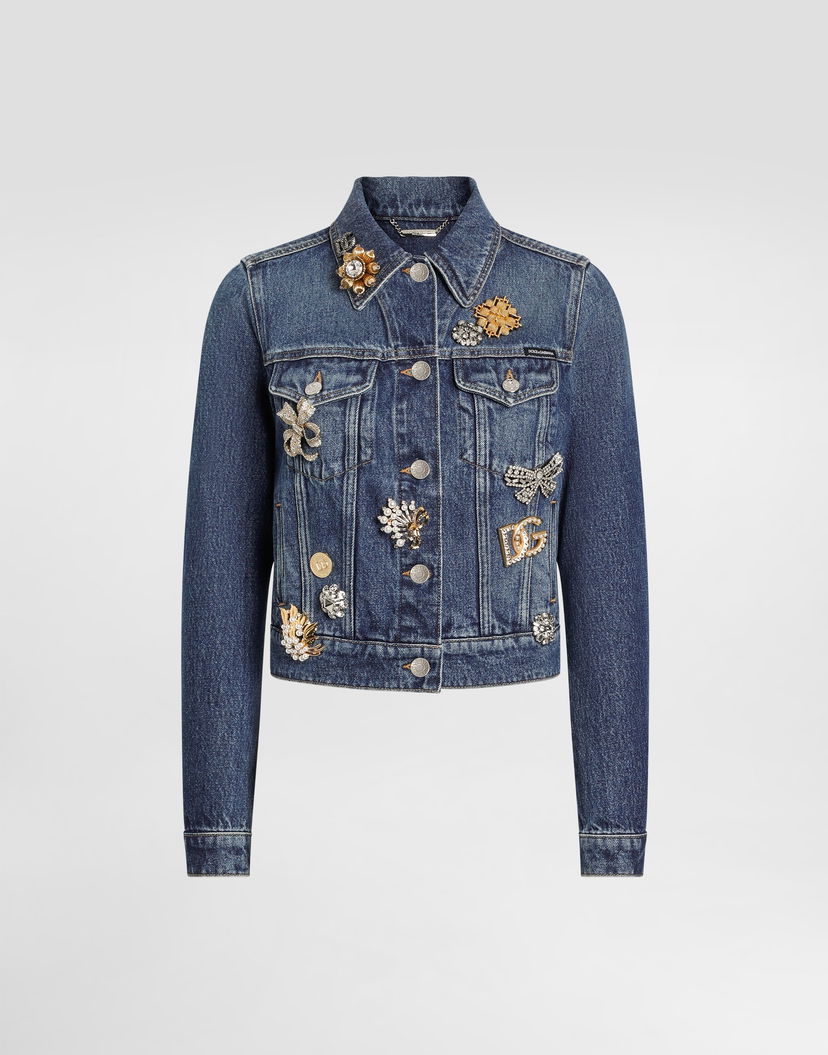 Яке Dolce & Gabbana Dolce & Gabbana Embellished Denim Jacket Синьо | F9I46ZG8NC7S9001