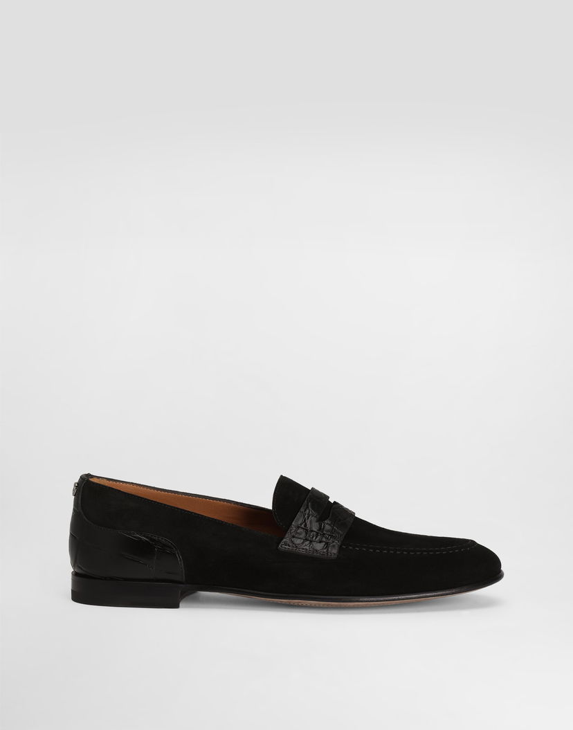 Аксесоари Dolce & Gabbana Dolce & Gabbana Split Calfskin and Alligator Loafers Черно | A50717A2E228B956