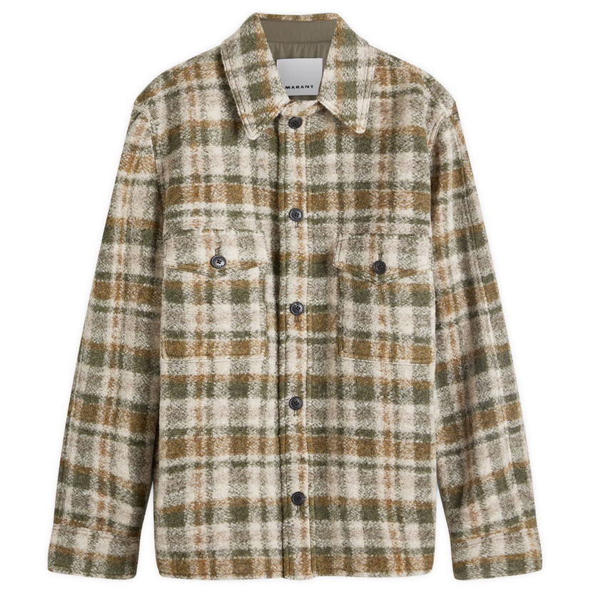 Риза ISABEL MARANT Wool Check Overshirt Зелено | 24AVE0052HD-B3D04H-KAEC