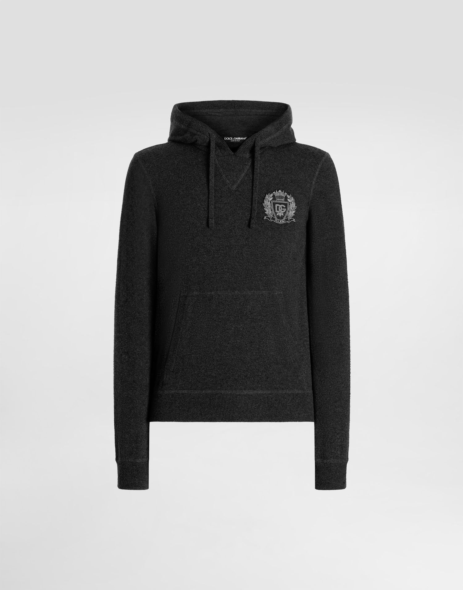 Суитчър Dolce & Gabbana Smooth Cashmere Hoodie with Embroidered Milano Crest Черно | GXX20ZJBWIRN1254, 0