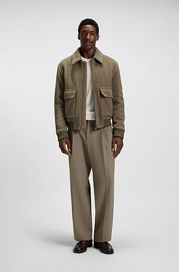 Яке BOSS Herringbone Regular-Fit Alpaca Blend Jacket Кафяво | 50550739, 1