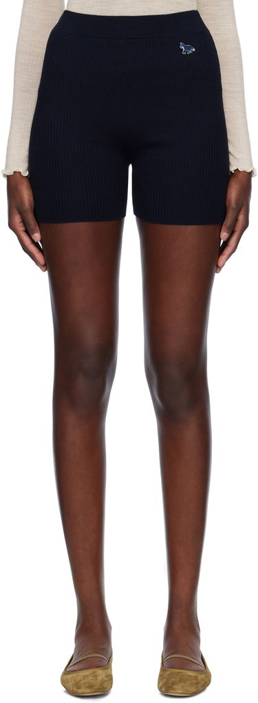 Къси панталони MAISON KITSUNÉ Maison Kitsuné Baby Fox Patch Fine Ribbed Shorts Тъмно синьо | OW01116KT1091, 0