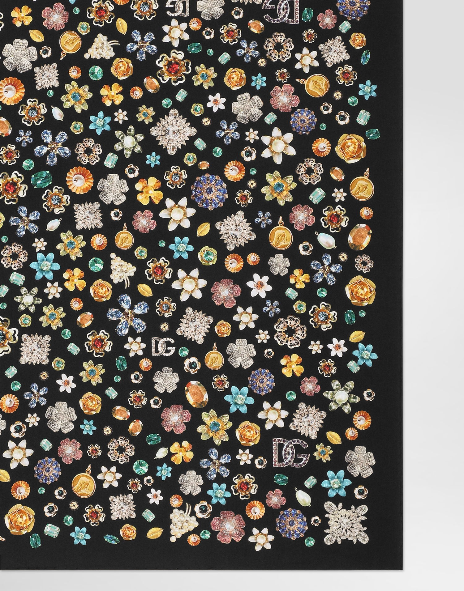 Шал Dolce & Gabbana Dolce & Gabbana 70x70 Silk Twill Floral Brooch Scarf Черно | FN092RGDDAXHN5SA, 1