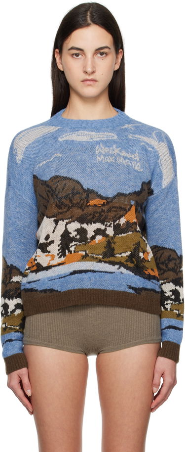 Пуловер Max Mara Weekend Landscape Print Wool Blend Sweater Синьо | 2425366272600 MM12204, 0