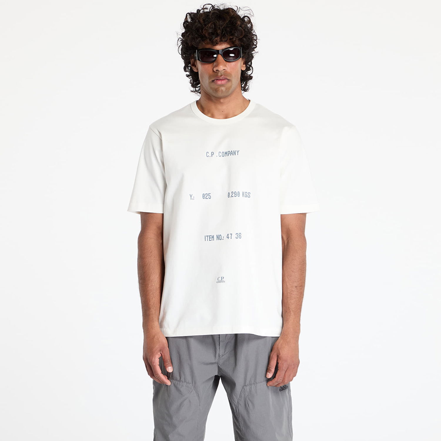 Тениска C.P. Company C.P. Company Mercerized Jersey Twisted Typographic Logo T-Shirt Бяло | 18CMTS107A110301W-103, 0