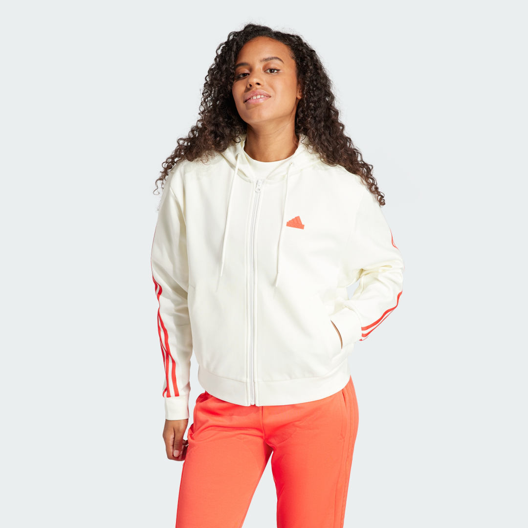 Суитчър adidas Performance Future Icons 3-Stripes Full Zip Hoodie Бяло | IS3679, 0