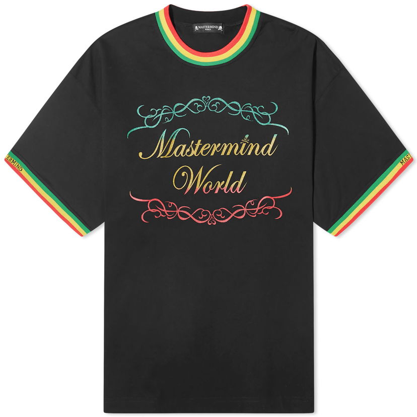 Тениска Mastermind WORLD Rasta Ringer T-Shirt Черно | MW24S12-TS051-BLK