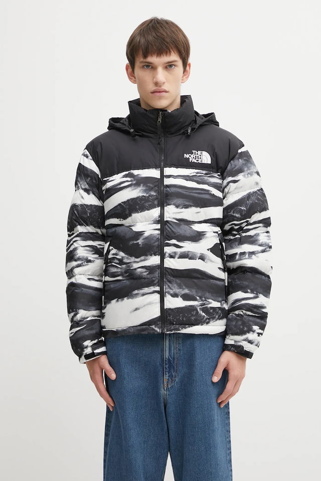 1996 Retro Nuptse Winter Hooded Down Jacket with Monochrome Pattern