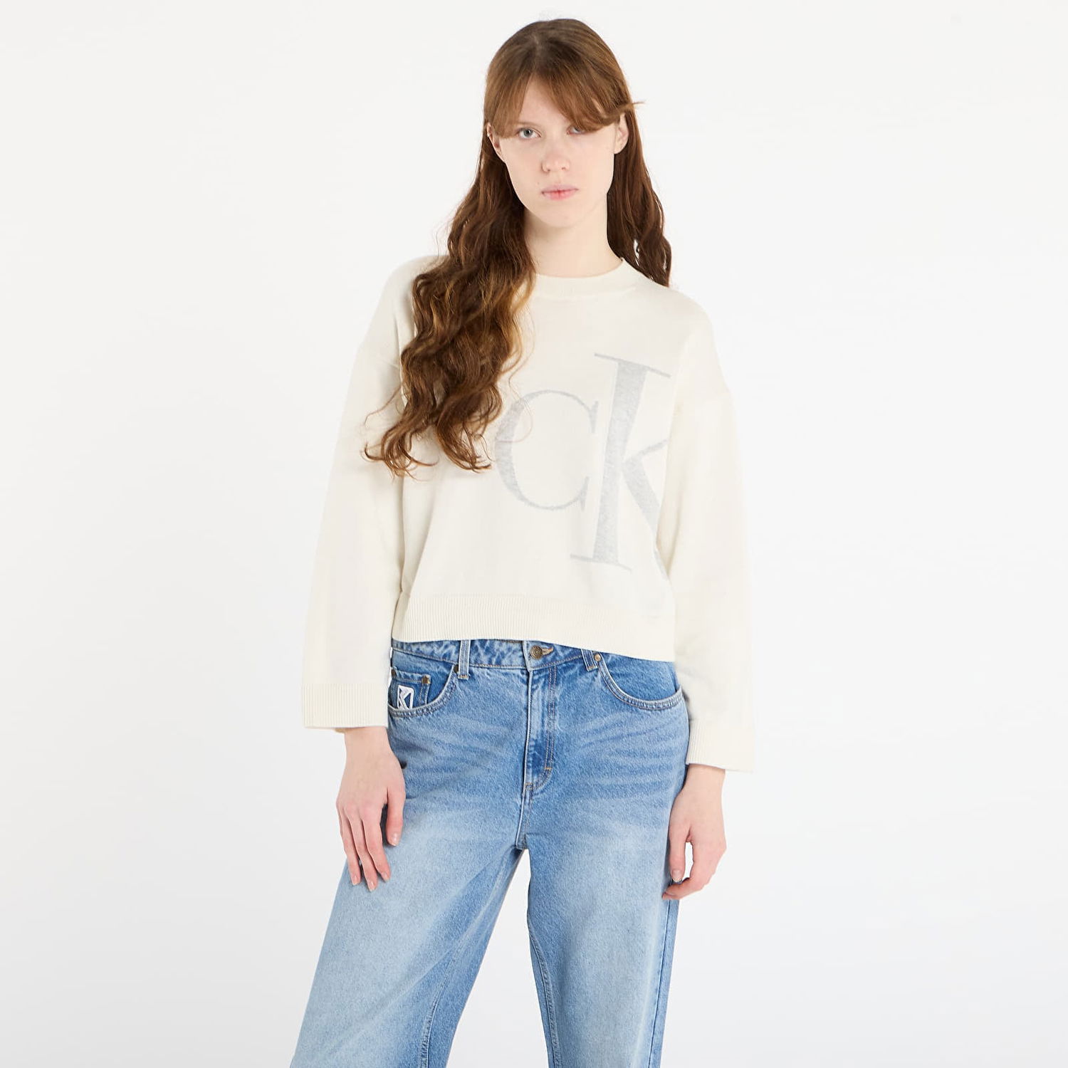 Пуловер CALVIN KLEIN Sweater Calvin Klein Jeans Long Sleeve Smooth Бяло | LV047E304G YAS, 0