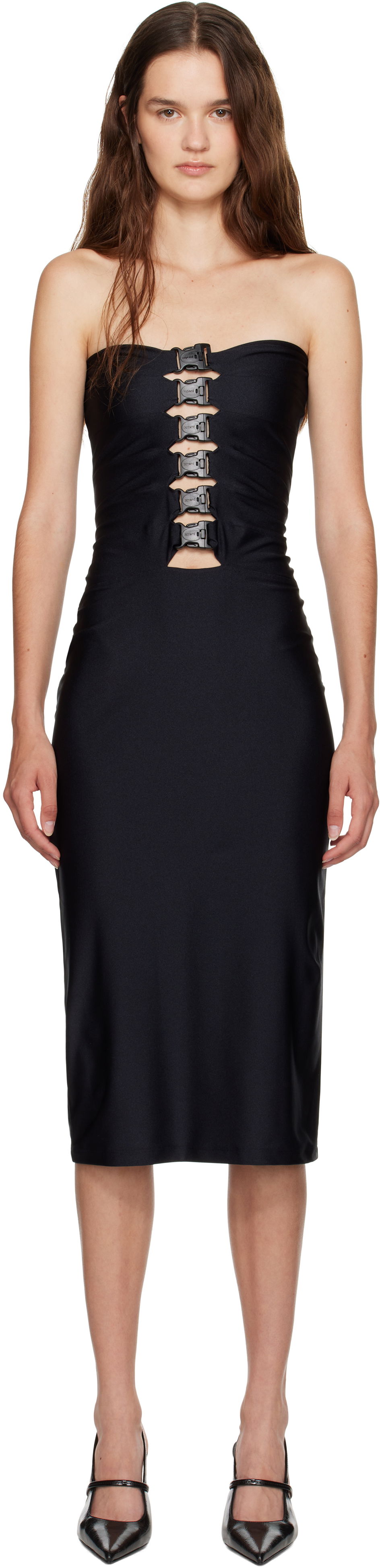 Pокля Coperni Coperni Multi Buckle Midi Dress Черно | COPR231F5001, 0