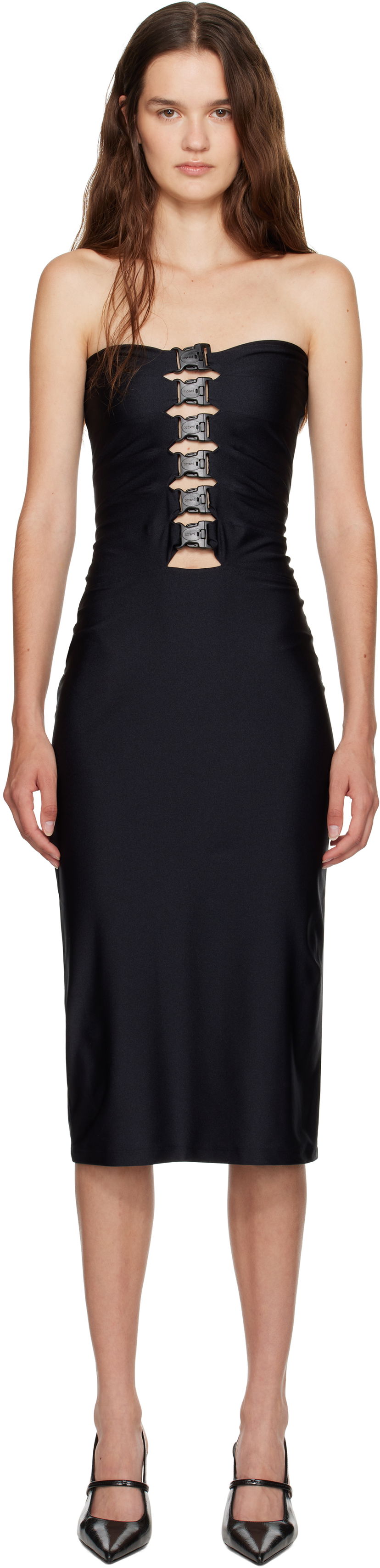 Pокля Coperni Coperni Multi Buckle Midi Dress Черно | COPR231F5001