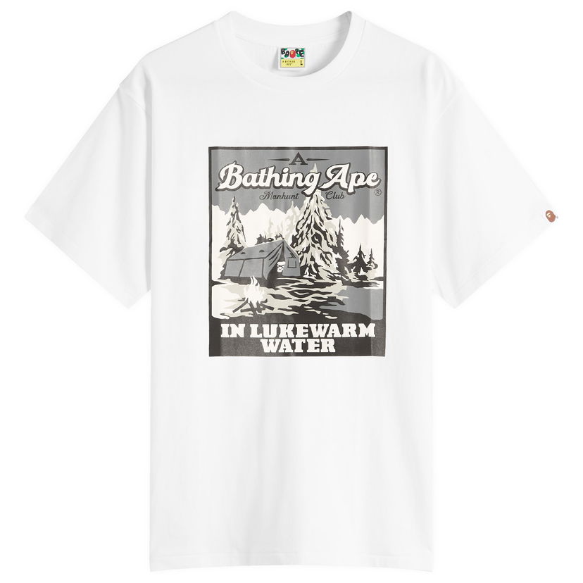 Тениска BAPE Bathing Ape Base Camp Graphic Tee Бяло | 001TEL801052M-WHT
