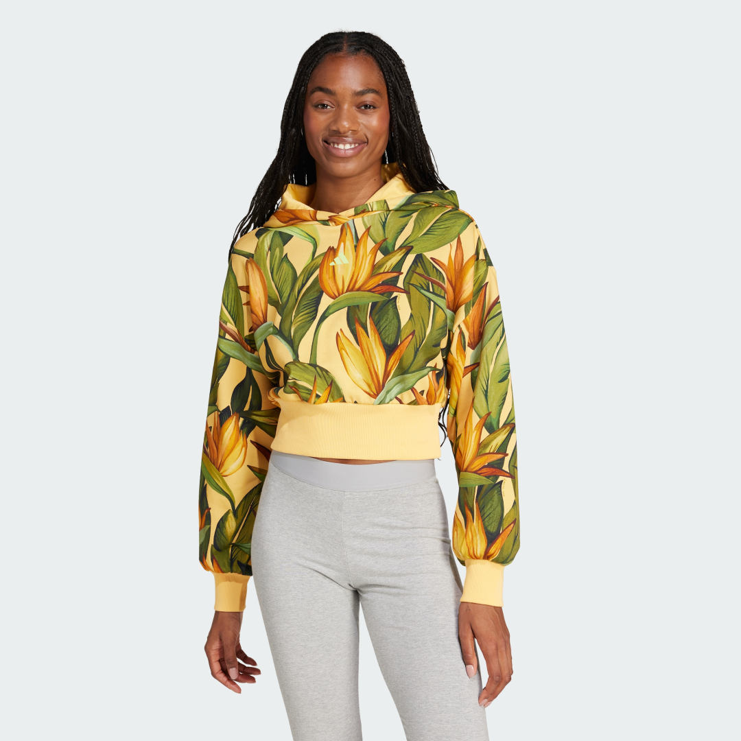 Суитчър adidas Performance adidas x FARM Cropped Hoodie Жълто | JD6282, 0