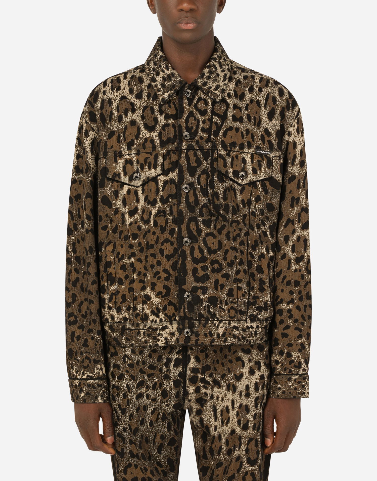 Яке Dolce & Gabbana Dolce & Gabbana Leopard Print Denim Jacket Кафяво | G9UW6DG8EI1S9001, 1
