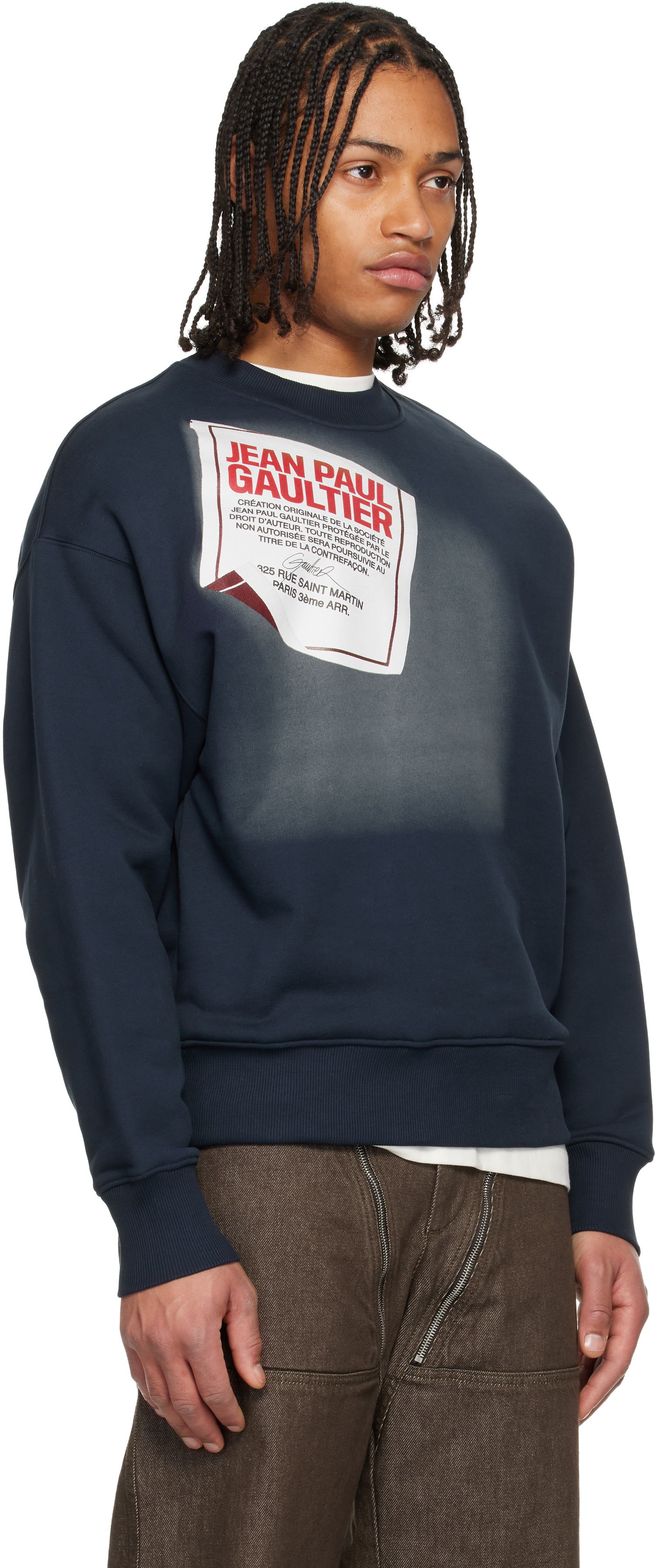Суитчър Jean Paul Gaultier Jean Paul Gaultier 'The Gaultier Label' Sweatshirt Тъмно синьо | 25/04-U-TO371-J003-590130, 1