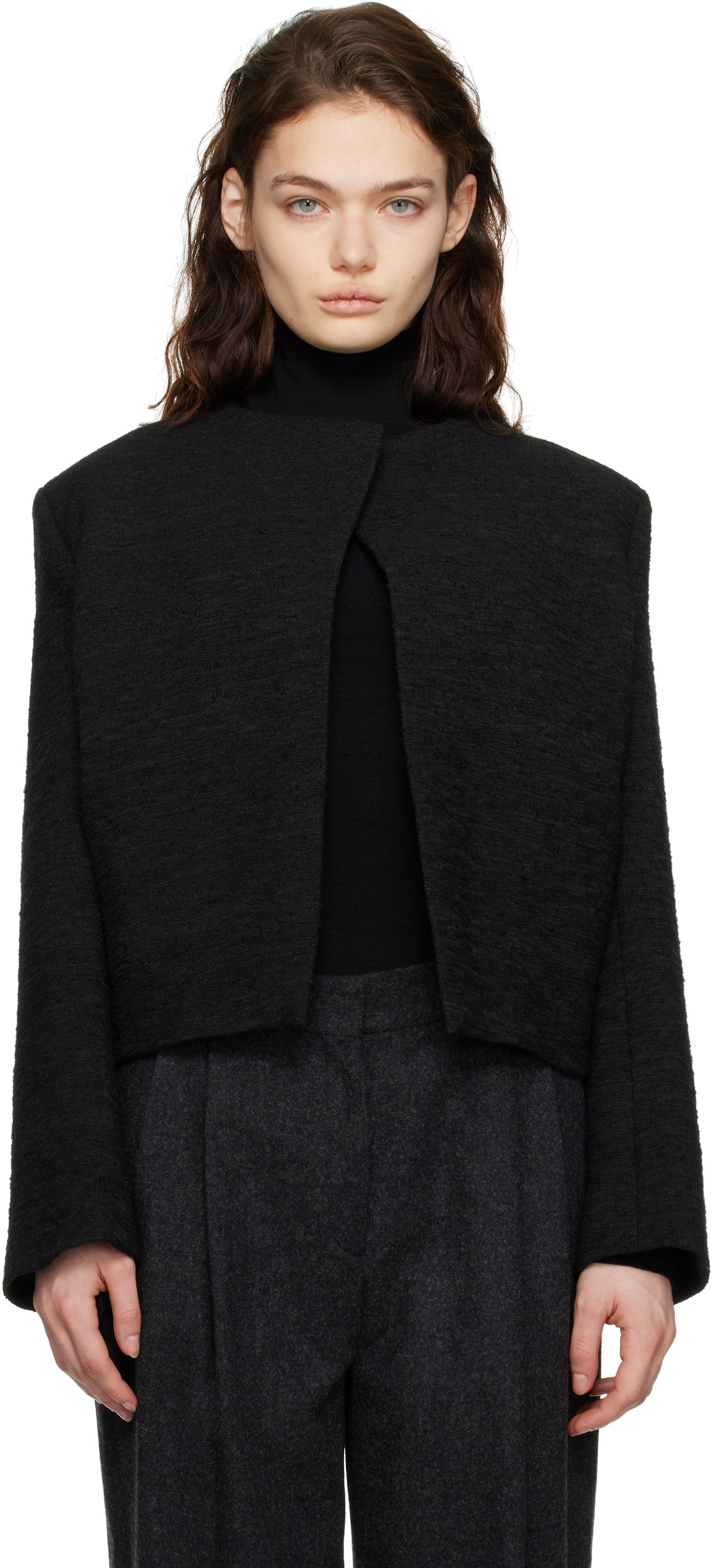 Жилетка TOTEME TOTEME Cropped Bouclé Jacket Черно | 251-WRO4309-FB0271, 0
