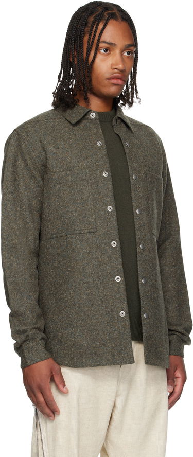 Риза Rick Owens Rick Owens Concordians Rugged Wool Shirt Зелено | RU02E1744 WRU, 1