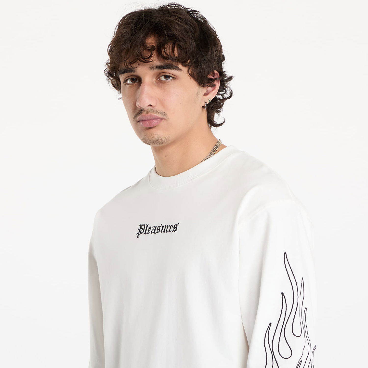 Тениска Pleasures Heavyweight Fiery Longsleeve Бяло | P24W027 WHITE, 1