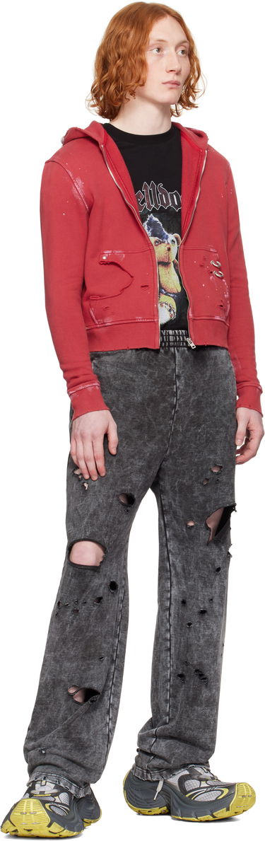 Суитчър We11done We11done Pierced Zip-Up Hoodie Червено | WD-TJ0-25-821-U-RD, 3