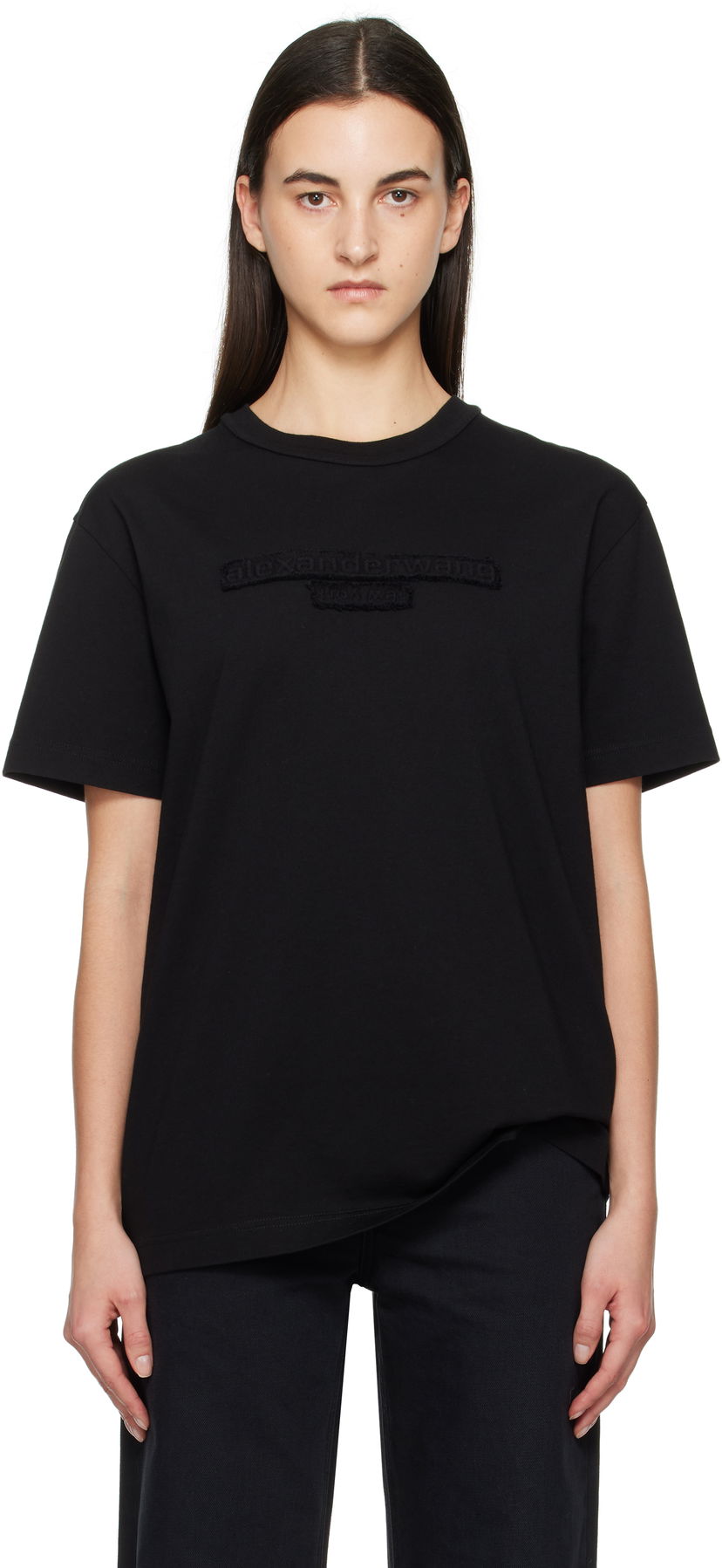 Тениска Alexander Wang Distressed Logo T-Shirt Черно | UCC1251786