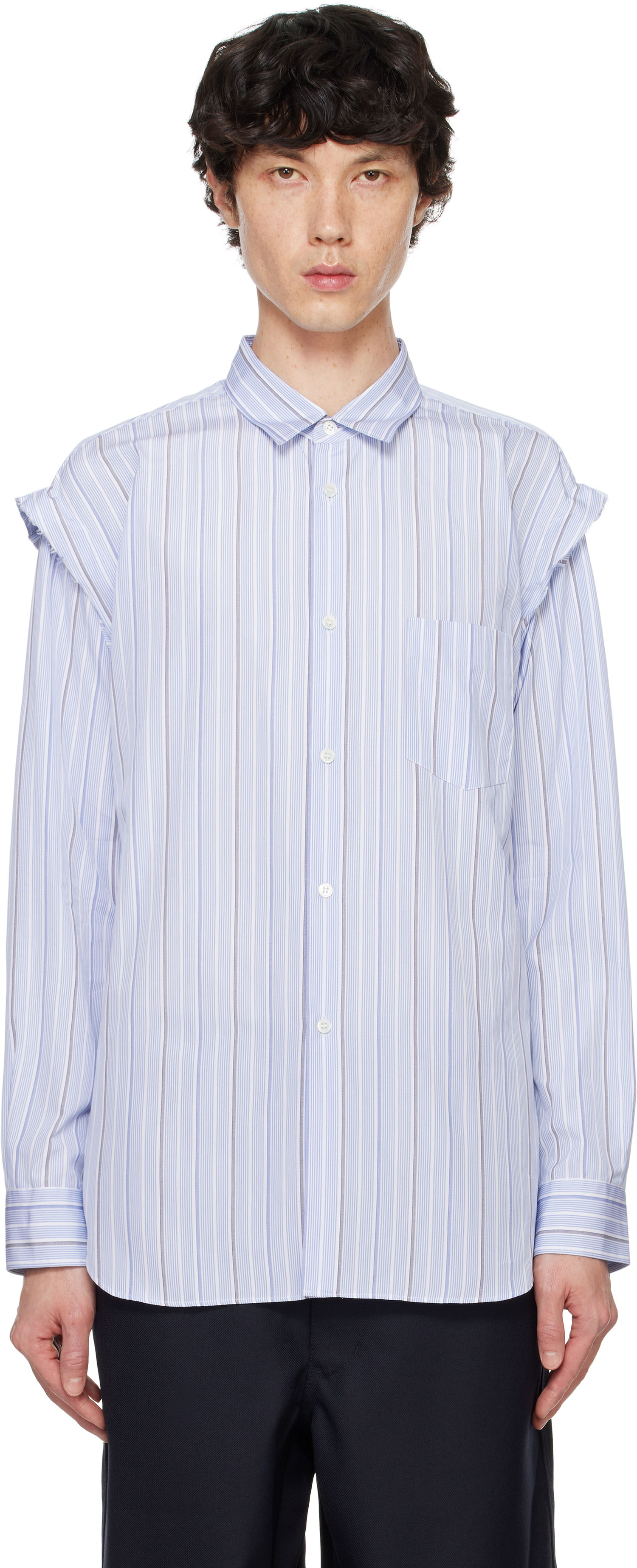Риза Comme des Garçons Striped Shirt Синьо | FN-B029-051, 0