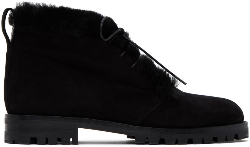 Облекло Manolo Blahnik Manolo Blahnik Mircus Suede Ankle Boots with Shearling Trim Черно | 320-1233-0004